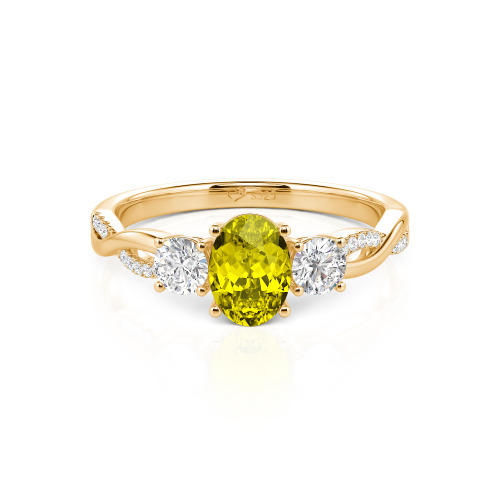 Jeulia Twist Three Stone Oval Cut Ring