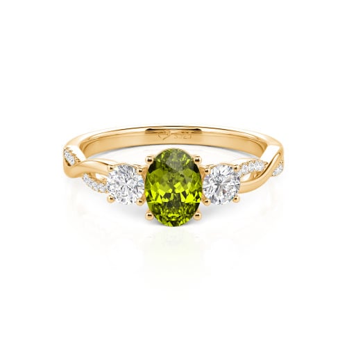 Jeulia Twist Three Stone Oval Cut Ring