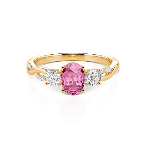 Jeulia Twist Three Stone Oval Cut Ring