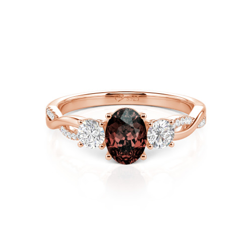 Jeulia Twist Three Stone Oval Cut Ring