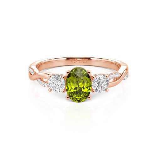 Jeulia Twist Three Stone Oval Cut Ring