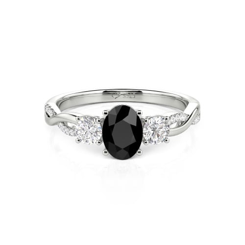 Jeulia Twist Three Stone Oval Cut Ring