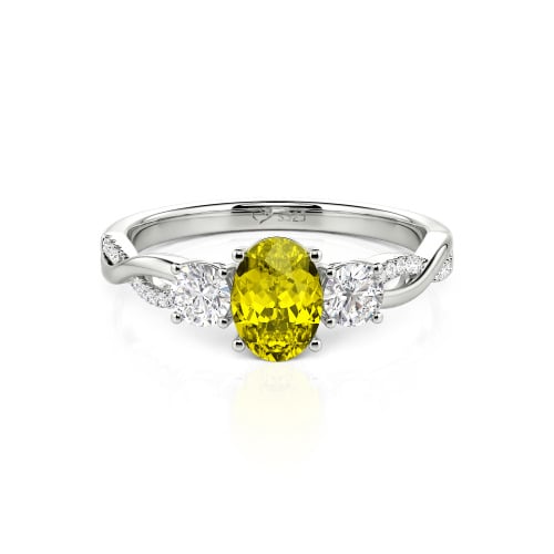 Jeulia Twist Three Stone Oval Cut Ring