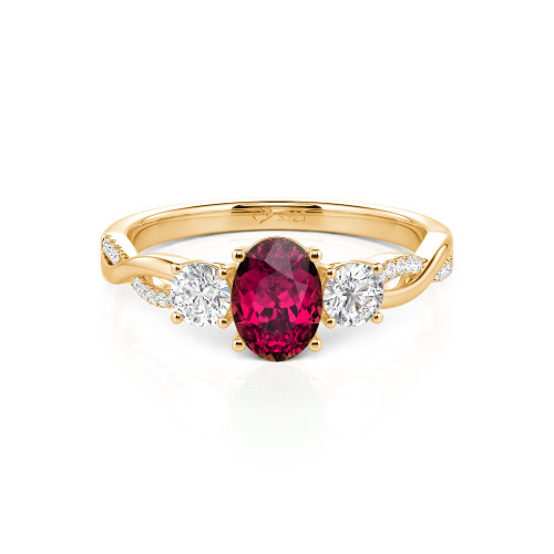 Jeulia Twist Three Stone Oval Cut Ring