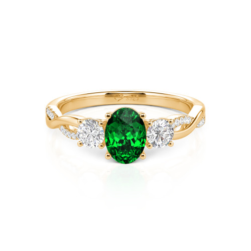 Jeulia Twist Three Stone Oval Cut Ring