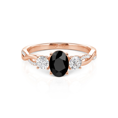 Jeulia Twist Three Stone Oval Cut Ring