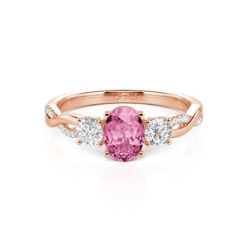 Jeulia Twist Three Stone Oval Cut Ring
