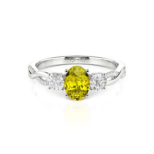 Jeulia Twist Three Stone Oval Cut Ring