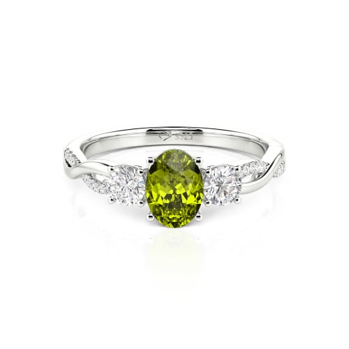 Jeulia Twist Three Stone Oval Cut Ring