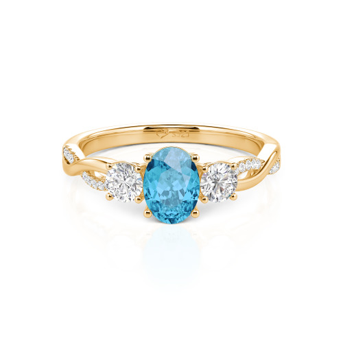 Jeulia Twist Three Stone Oval Cut Ring