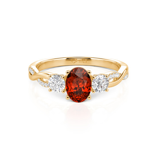 Jeulia Twist Three Stone Oval Cut Ring