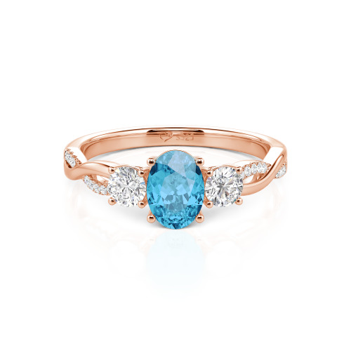 Jeulia Twist Three Stone Oval Cut Ring