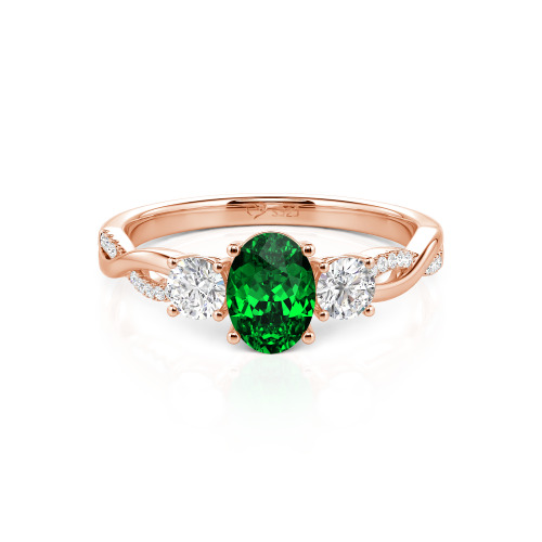 Jeulia Twist Three Stone Oval Cut Ring