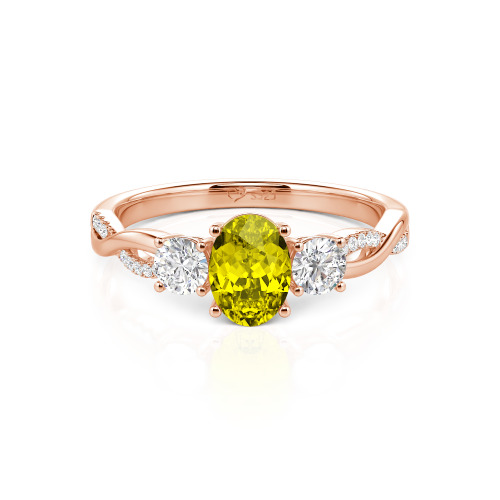 Jeulia Twist Three Stone Oval Cut Ring