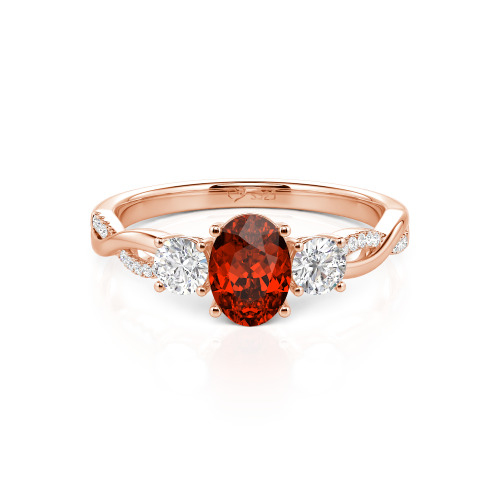Jeulia Twist Three Stone Oval Cut Ring