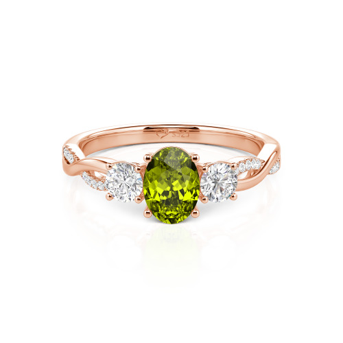 Jeulia Twist Three Stone Oval Cut Ring