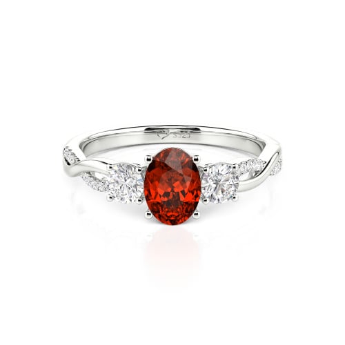 Jeulia Twist Three Stone Oval Cut Ring