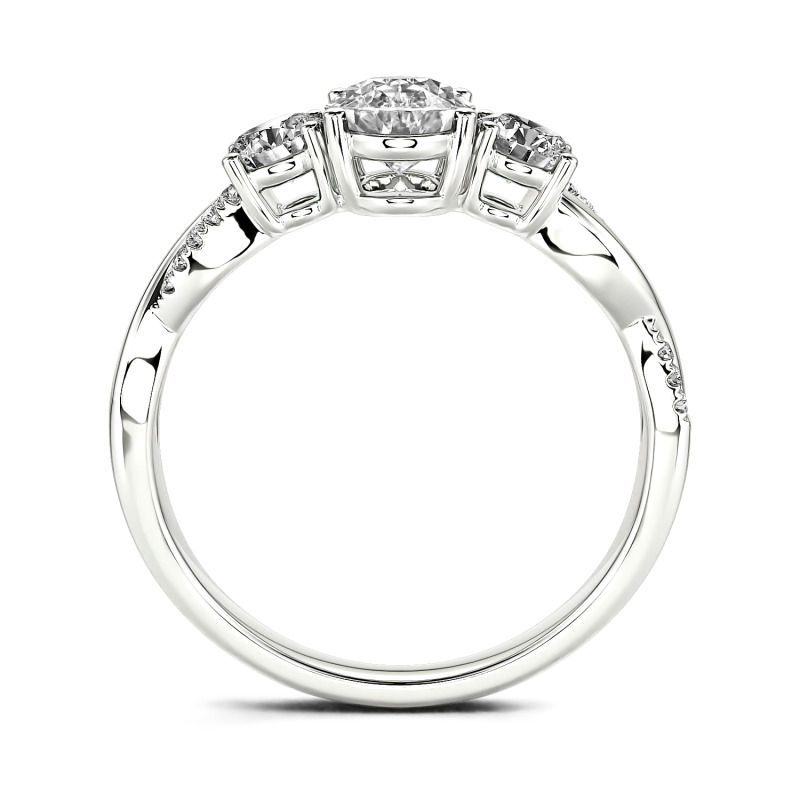 Jeulia Anello Trilogy con Moissanite Taglio Ovale per Donna in 10K/14K/18K Oro Platino