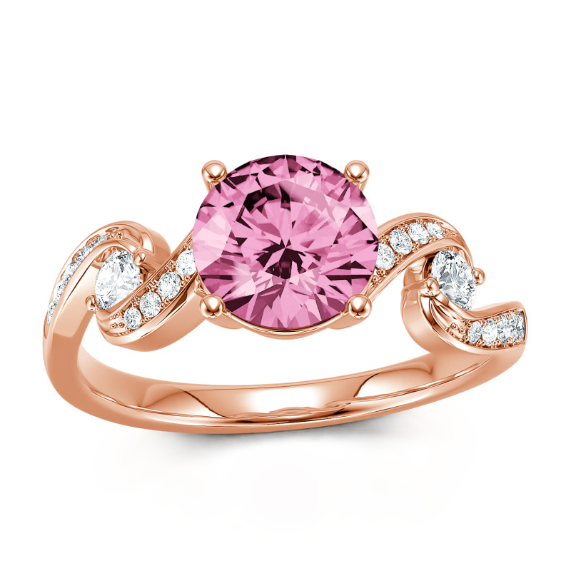 Bague Homme Rose Plaqué Or 14k Avec Moissanite 3ct - Taille 10, Ajustable, Neuve