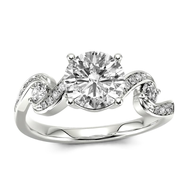 Jeulia Anillo 10K/14K/18K oro blanco de promesa con corte redondo con argolla torcida