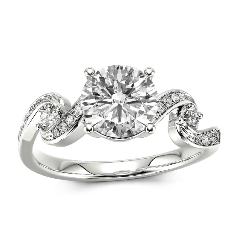 Jeulia Bague 10K/14K/18K Or Platine Moissanite Trois pierres Coupe Ronde