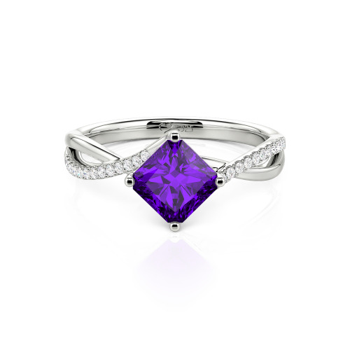 Jeulia Twist Princess Cut Sterling Silver Ring