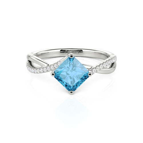 Jeulia Twist Princess Cut Sterling Silver Ring