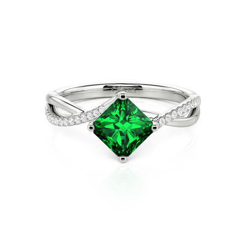 Jeulia Twist Princess Cut Sterling Silver Ring