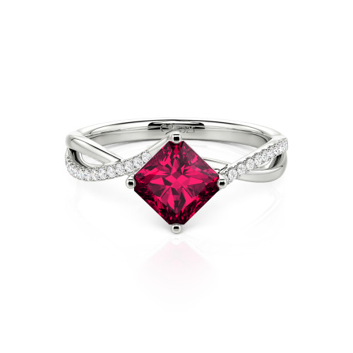 Jeulia Twist Princess Cut Sterling Silver Ring