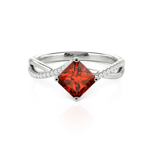 Jeulia Twist Princess Cut Sterling Silver Ring
