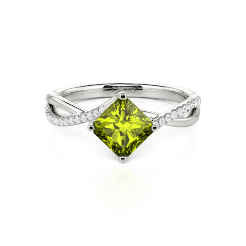 Jeulia Twist Princess Cut Sterling Silver Ring