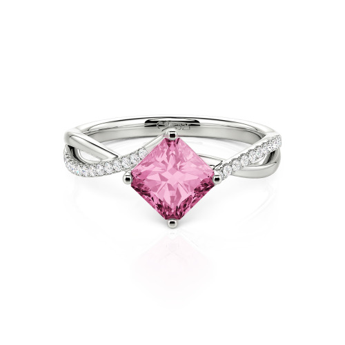 Jeulia Twist Princess Cut Sterling Silver Ring