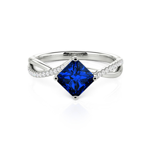 Jeulia Twist Princess Cut Sterling Silver Ring