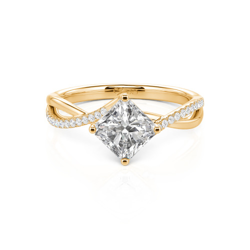 Jeulia Twist Princess Cut Sterling Silver Ring