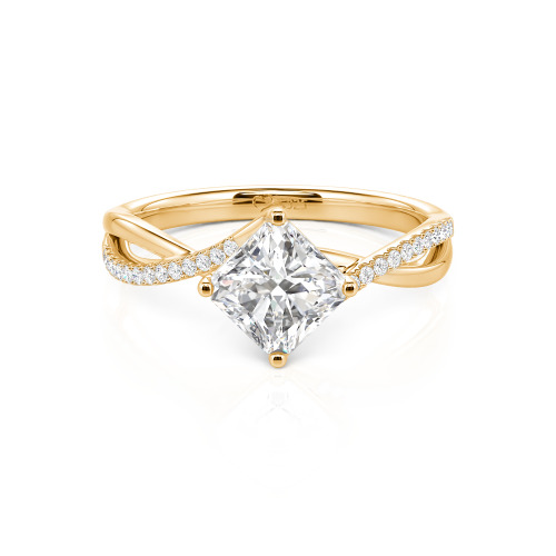 Jeulia Twist Princess Cut Sterling Silver Ring