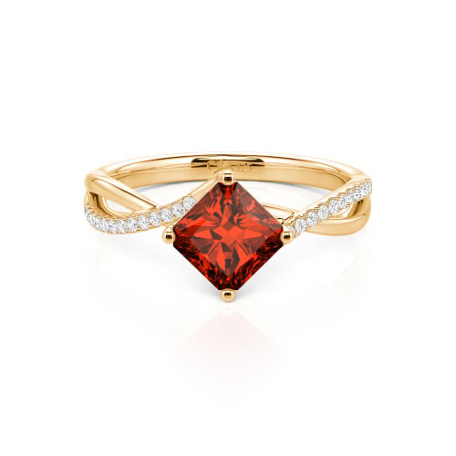 Jeulia Twist Princess Cut Sterling Silver Ring
