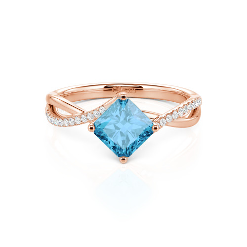 Jeulia Twist Princess Cut Sterling Silver Ring
