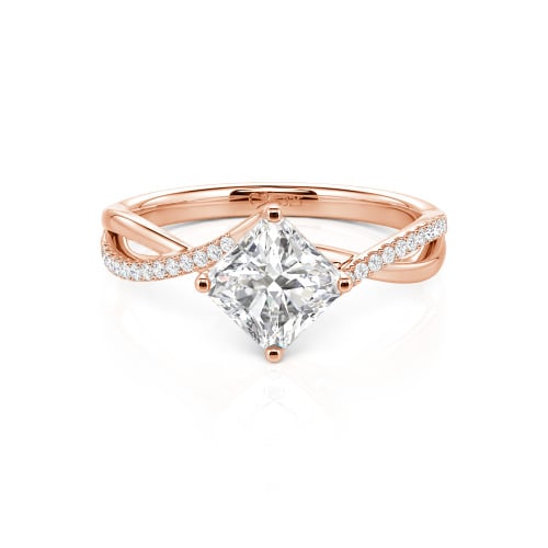 Jeulia Twist Princess Cut Sterling Silver Ring
