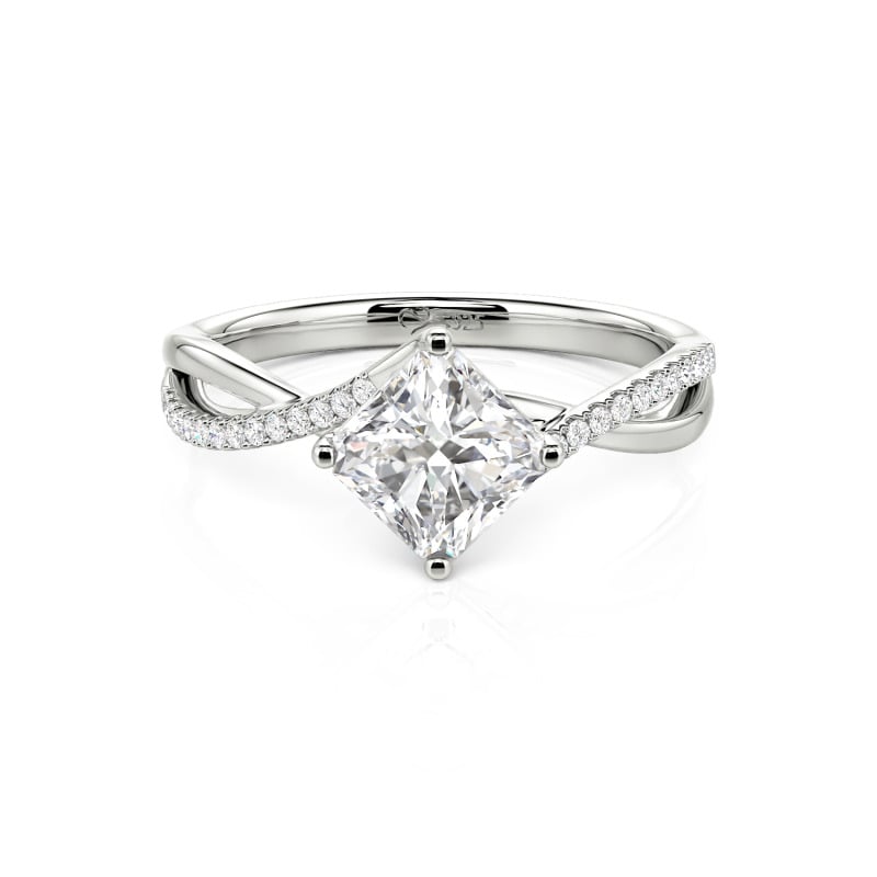 Jeulia Twist Princess Cut Sterling Silver Ring