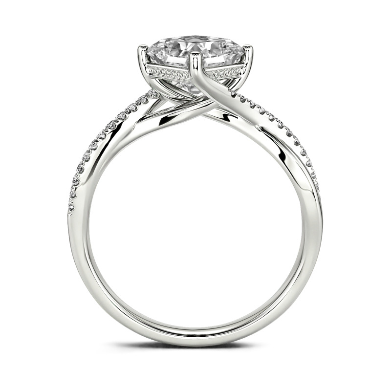 Jeulia Twist Princess Cut Sterling Silver Ring