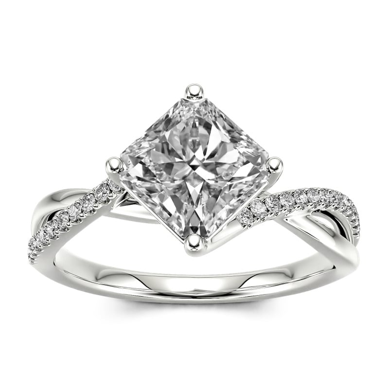 Jeulia 10K/14K/18K Gold Platinum Twist Princess Cut Ring