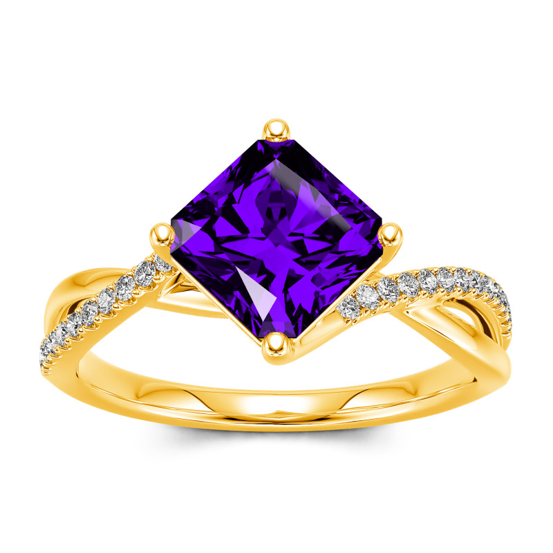 Jeulia 10K/14K/18K Gold Platinum Twist Princess Cut Ring