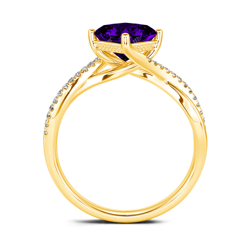 Jeulia 10K/14K/18K Gold Platinum Twist Princess Cut Ring