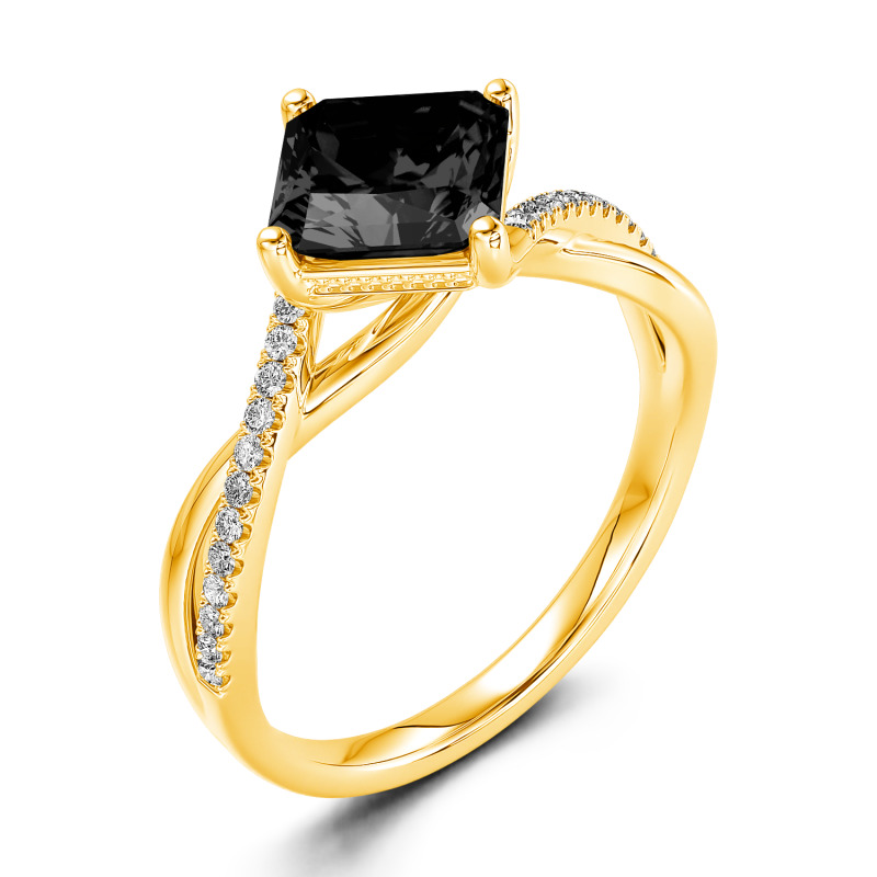 Jeulia Anillo 10K/14K/18K oro de promesa con corte princesa para mujer