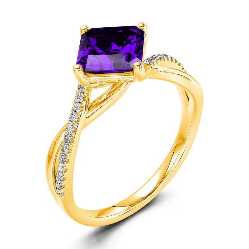 Jeulia 10K/14K/18K Gold Platinum Twist Princess Cut Ring