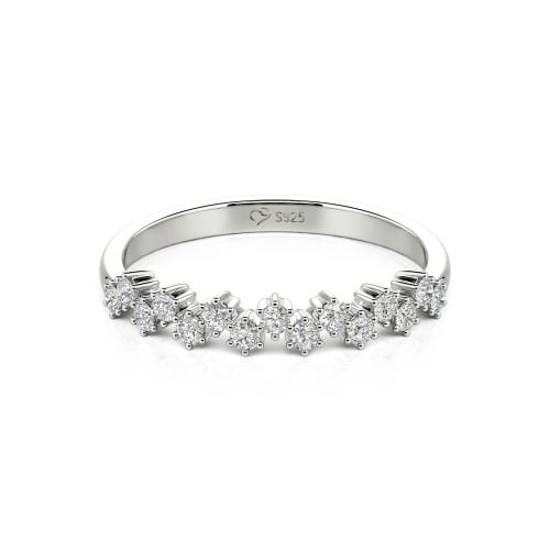 Jeulia Round Cut Sterling Silver Women's Band