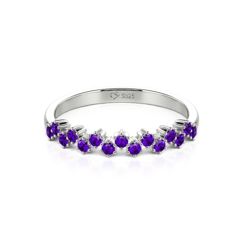 Jeulia Round Cut Sterling Silver Women's Band