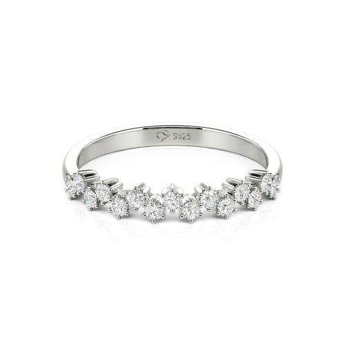 Jeulia Round Cut Sterling Silver Women's Band