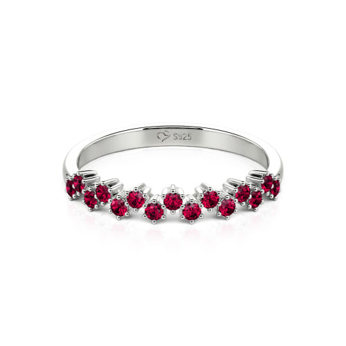 Jeulia Round Cut Sterling Silver Women's Band