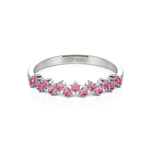 Jeulia Round Cut Sterling Silver Women's Band